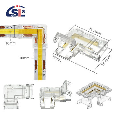 Διαφανές 2pin 8mm 10mm Κρυστάλλινο συρματόπλεγμα τύπου L COB LED Strip Connector L σχήμα 90 βαθμών γωνιακή σύνδεση
