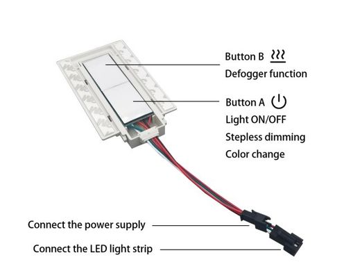 Διπλό κλειδί Dimmer Defogger Touch Switch Sensor Για φωτισμένο καθρέφτη μπάνιου 12v 5A 60W Τρία χρώματα LED Smart