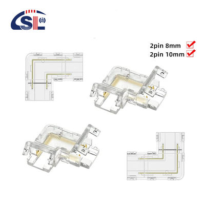 5mm 8mm 10mm LED Strip Connector Σχήμα L Διπλό άκρο Μοναδικό άκρο Διαφανές επαναχρησιμοποιήσιμο IP20