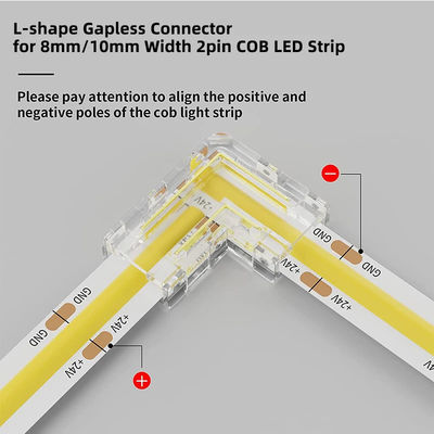 5mm 8mm 10mm LED Strip Connector Σχήμα L Διπλό άκρο Μοναδικό άκρο Διαφανές επαναχρησιμοποιήσιμο IP20