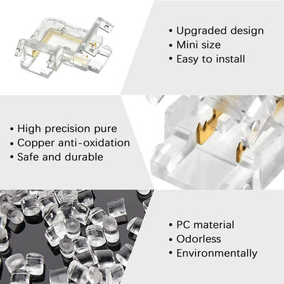 5mm 8mm 10mm LED Strip Connector Σχήμα L Διπλό άκρο Μοναδικό άκρο Διαφανές επαναχρησιμοποιήσιμο IP20