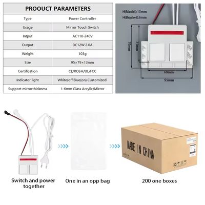 24W Smart LED Dual Touch Dimming Sensor με ενσωματωμένη παροχή ρεύματος για έλεγχο και απομίμηση με ένα/τρία χρώματα