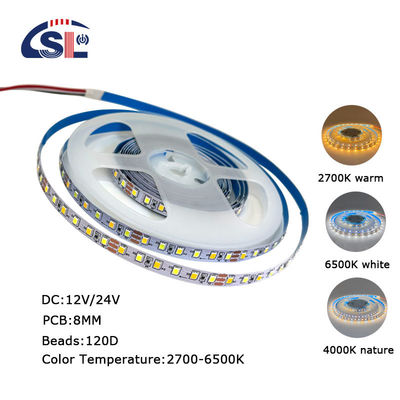115lm/w 3000K-6500K Ra80 DC12V 120D 8mm LED φωτεινές λωρίδες για το μπάνιο