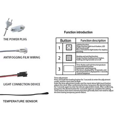 60W Μίνι Smart Mirror Touch LED Light Switch με Defogger DC12V Δείκτης χρόνου και θερμοκρασίας