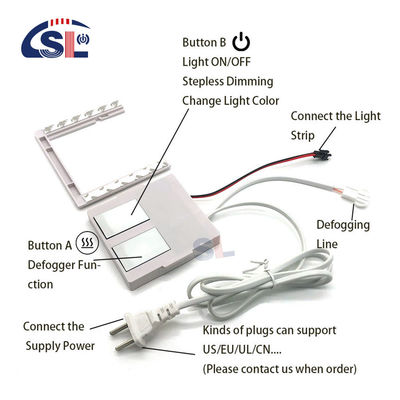 110V 240VAC Δύο πλήκτρα Μπάνιο LED φωτισμός Μοναδικό / Τρία χρώματα On / Off Dimmer Touch Sensor Switch