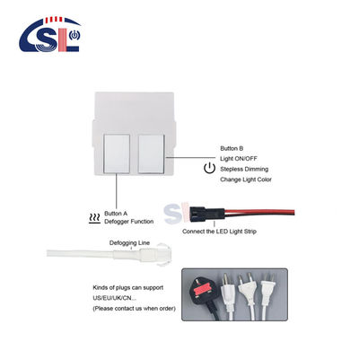 110V 240VAC Δύο πλήκτρα Μπάνιο LED φωτισμός Μοναδικό / Τρία χρώματα On / Off Dimmer Touch Sensor Switch