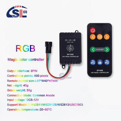 DC5V-12V SP106E 9κλειδιά Μουσικός ελεγκτής για WS2811/WS2812B/6812/1903/6803 LED Tape Easy