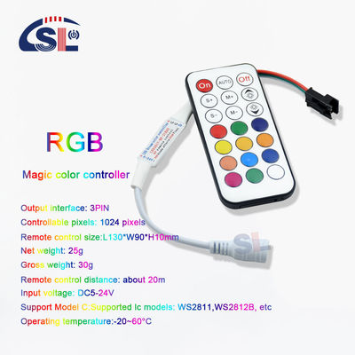120lm/w Υποστήριξη IC τύπου 12V 21Keys RF τηλεχειριστή ψηφιακού LED για WS2811 WS2812