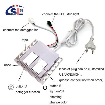 Επίπεδο εξασθένησης Ναι DC 12V 2A 24W Διπλό κουμπί αισθητήρα αφής για έξυπνο καθρέφτη LED