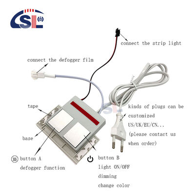 12W μικρά διπλά πλήκτρα dimmer αισθητήρα αφής διακόπτης για καθρέφτη μπάνιου αποσβέστης Max. 1A