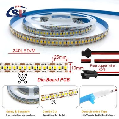 DC12V SMD2835 240D 10mm 4000K Ra80 Φωτεινές λωρίδες LED για καθρέφτες ματαιοδοξίας μπάνιου