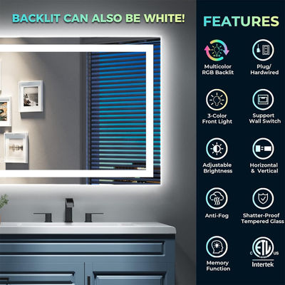 Αισθητήρας αφής 103g DC 12V 5A 60W Defogger Pad Mirror RGB Led Stepless Dimming Τρία κουμπιά διακόπτη ελέγχου