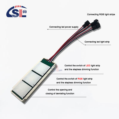 Αισθητήρας αφής 103g DC 12V 5A 60W Defogger Pad Mirror RGB Led Stepless Dimming Τρία κουμπιά διακόπτη ελέγχου