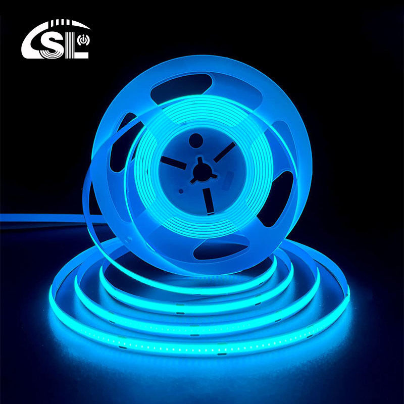 320Leds Υψηλή φωτεινότητα Ice Blue COB Led Strip Light CE RoHs IP20 8mm πλάτος 12V24V