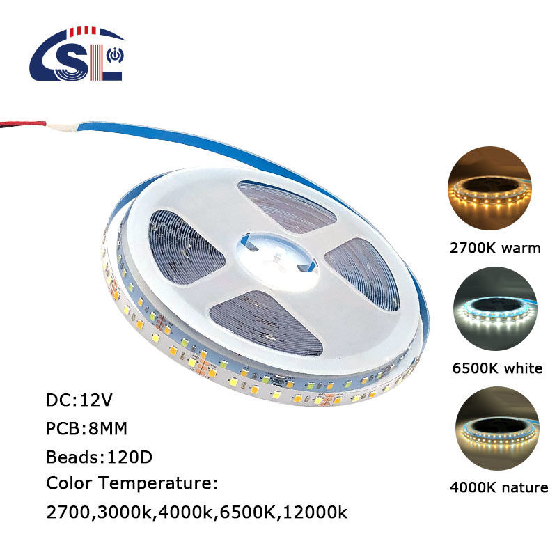 Μεγάλη φωτεινότητα 12V 8mm 120leds SMD2835 Led Strip Light με διπλό πλευρικό πίνακα CCT