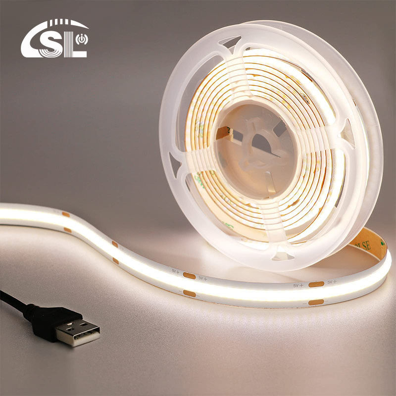 Ξενοδοχείο 5V 8mm 320leds 4000K Φυσικό 1cm ένα κόψιμο IP65 Αδιάβροχο ηλεκτροπλάτη ευέλικτο COB Led Strip Light