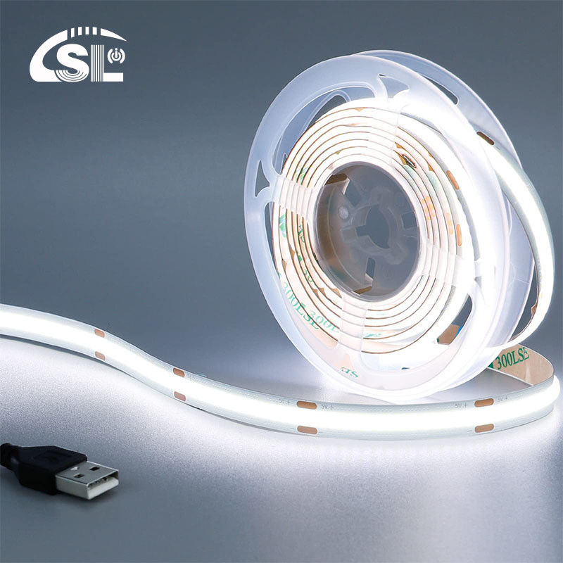 5v 320leds 8mm 6500K White COB Led Strip Light για ζωντανό φωτισμό με έλεγχο διακόπτη