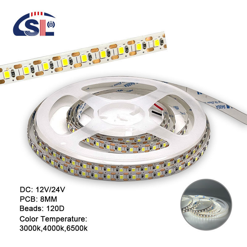 2200 lm Υψηλή φωτεινότητα 2835 120led/m LED Strip 8mm Width 12V 24V Single Cut Light Strip