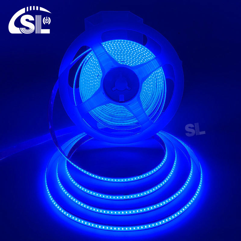 SL- COB-03208DB 8mm PCB πλάτος 180 μοίρες γωνία θέασης μπλε LED λωρίδα φωτός