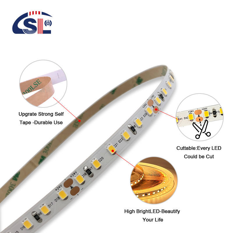 IP20 2835 SMD μονόχρωμο LED Strip Light 120 Led 12V 24V 8W χαμηλής τάσης 3M για καθρέφτη