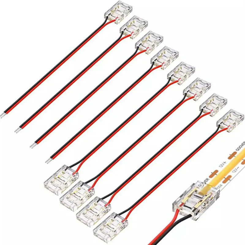 Ξενοδοχείο COB Μίνι LED Light Strip Wire Connectors 2 3 Pin Connection Solderless CCT 5 8 10mm LED Strip To Strip Wire Connector
